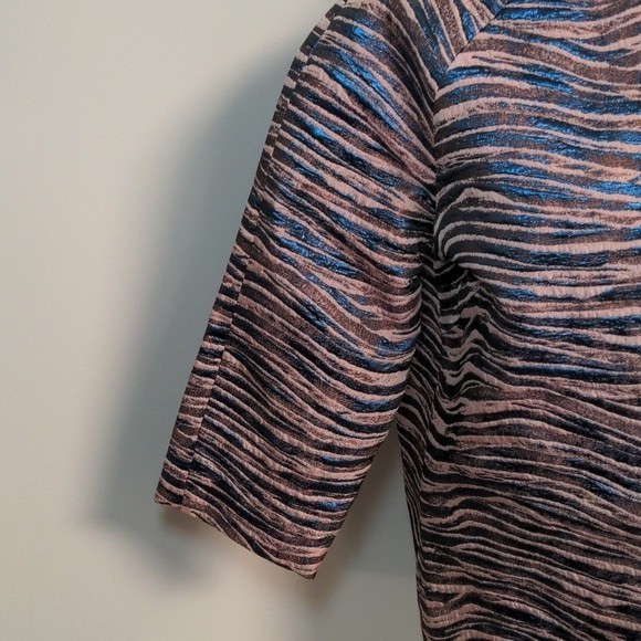 Misook Zebra Print Metallicized Long Sleeve Open Front Blazer Size‎ Small - Picture 8 of 15